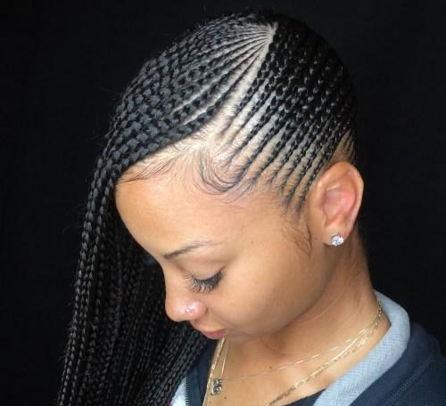 Side-part cornrows